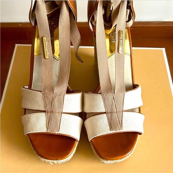 Leather and linen wedges - Picture 3 of 7